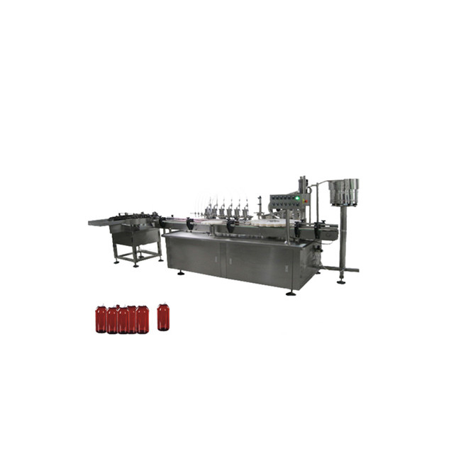 Väike pudel silmatilku, küünelaki täitmise masin ja korkimismasin